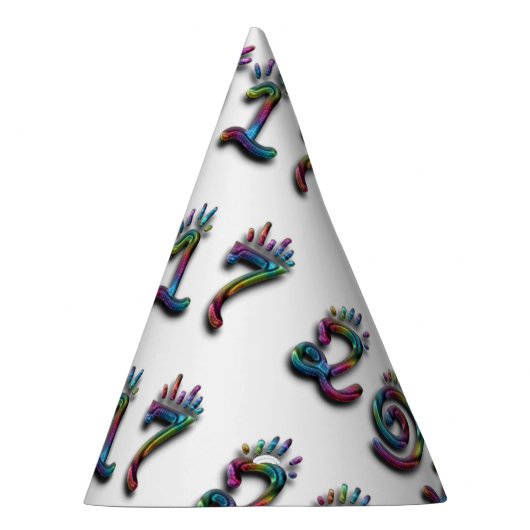 Happy New Year 2017 Rainbow Numbers Typografie Feesthoedjes (Rechts)