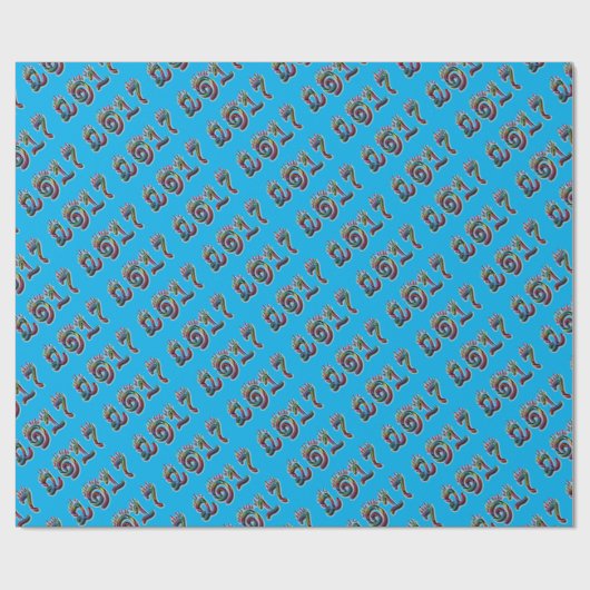 Happy New Year 2017 Rainbow Typography Numbers Cadeaupapier (Vlak)