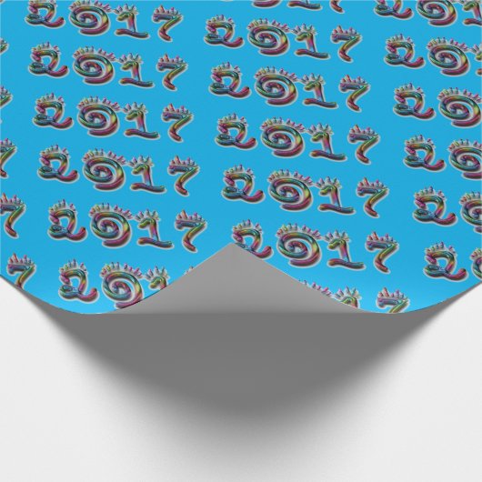 Happy New Year 2017 Rainbow Typography Numbers Cadeaupapier (Hoek)