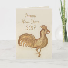 Happy New Year 2017 Rooster Waterverf Feestdagen Kaart