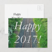 Happy New Year 2017 Train Track Railway Natuur Feestdagenkaart (Voorkant / Achterkant)