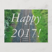 Happy New Year 2017 Train Track Railway Natuur Feestdagenkaart (Voorkant)