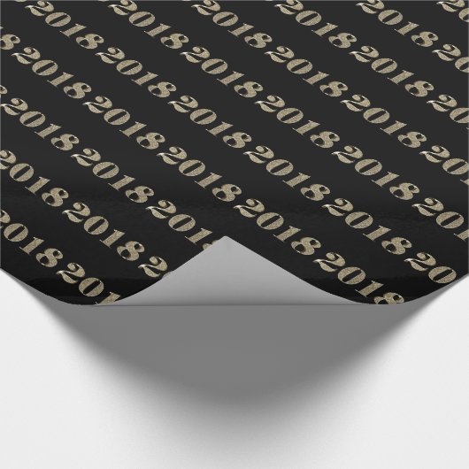 Happy New Year 2018 Black and Gold Numbers Chic Cadeaupapier (Hoek)