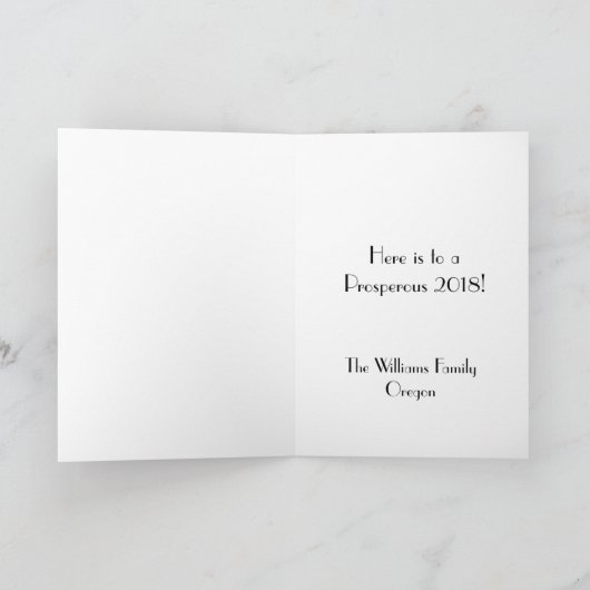 Happy New Year 2018 Black White Champagne Flute Feestdagen Kaart (Binnen)