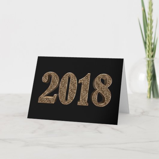 Happy New Year 2018 Elegant Black en Gold Feestdagen Kaart (Voorkant)