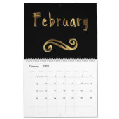 Happy New Year 2018 Elegant Black Gold Typografie Kalender (Feb 2026)