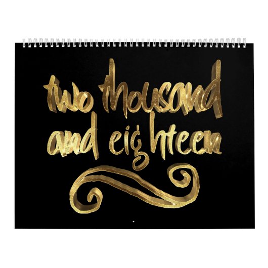 Happy New Year 2018 Elegant Black Gold Typografie Kalender (Hoes)