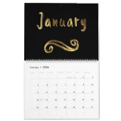 Happy New Year 2018 Elegant Black Gold Typografie Kalender (Jan 2026)