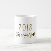 Happy New Year 2018 Gold look Typografie Koffiemok (Center)
