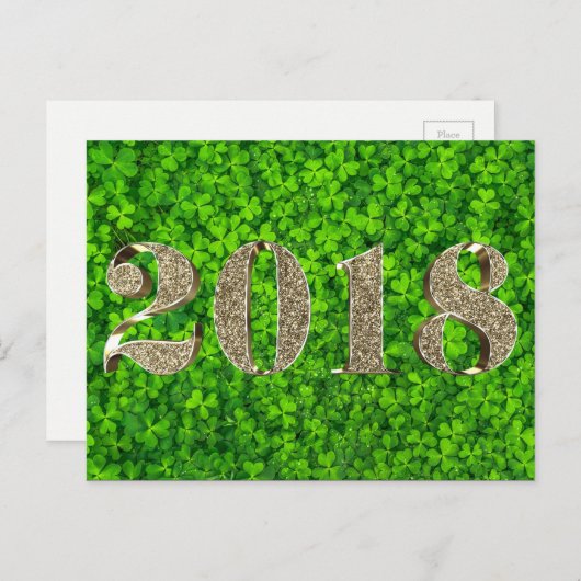 Happy New Year 2018 Ireland Shamrock Feestdagenkaart (Voorkant / Achterkant)
