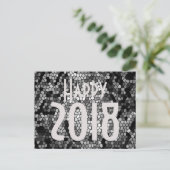 Happy New Year 2018 Mosaic Stone Glass Black White Feestdagenkaart (Staand voorkant)