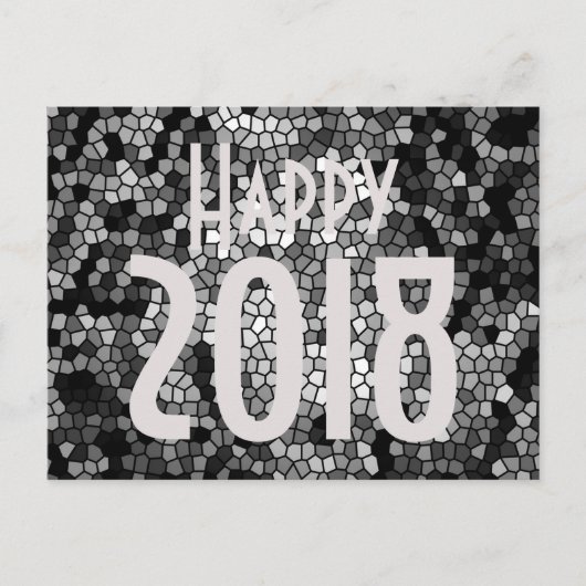 Happy New Year 2018 Mosaic Stone Glass Black White Feestdagenkaart (Voorkant)