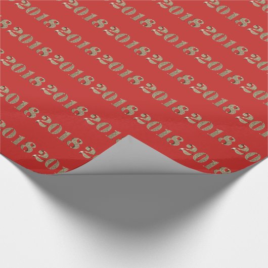 Happy New Year 2018 Red and Gold Numbers Chic Cadeaupapier (Hoek)