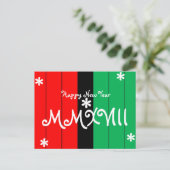 Happy New Year 2018 Striped Kwanzaa Colors Feestdagenkaart (Staand voorkant)