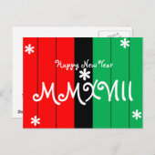 Happy New Year 2018 Striped Kwanzaa Colors Feestdagenkaart (Voorkant / Achterkant)