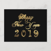 Happy New Year 2019 Black and Gold Chic Briefkaart (Voorkant)
