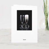 Happy New Year 2019 Black White Champagne Flute Feestdagen Kaart (Achterkant)