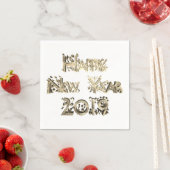 Happy New Year 2019 Elegant Faux Gold Typografie Servet (Insitu)