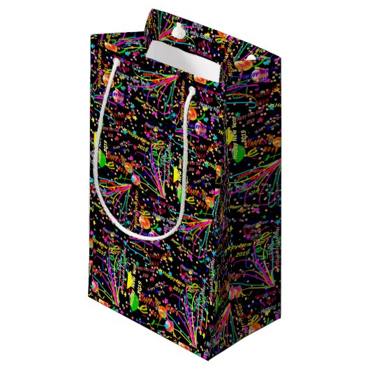 Happy New Year 2019 Gift Bag Klein Cadeauzakje (Voorkant Gekanteld)