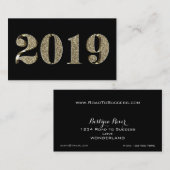 Happy New Year 2019 Golden Black White Gold Visitekaartje (Voorkant / Achterkant)