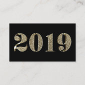 Happy New Year 2019 Golden Black White Gold Visitekaartje (Voorkant)