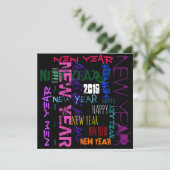 Happy New Year 2019 Pop Colors Square Flat Kaart (Staand voorkant)