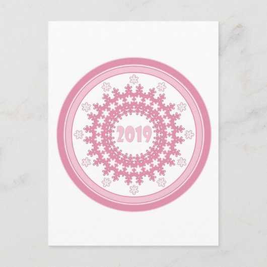 Happy New Year 2019 round blue snewflake winter ca Advieskaart (Achterkant)