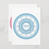 Happy New Year 2019 round blue snewflake winter ca Advieskaart (Voorkant / Achterkant)