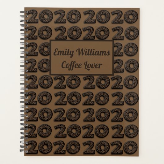 Happy New Year 2020 Funny Coffee Beans Pattern Planner (Voorkant)