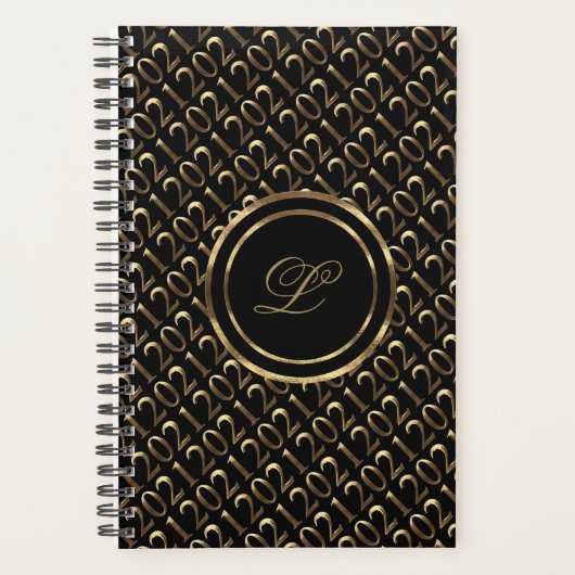 Happy New Year 2021 Black and Gold Kijk elegant Planner (Voorkant)