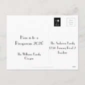 Happy New Year 2021 Black White Champagne Flute Feestdagenkaart (Achterkant)