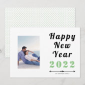 Happy New Year 2021 bold typography sage foto Feestdagenkaart (Voorkant / Achterkant)