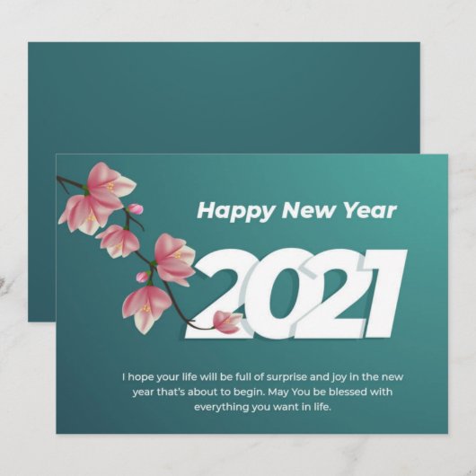 Happy New Year 2021 Celebrate Wishes Card Bedankkaart (Voorkant / Achterkant)