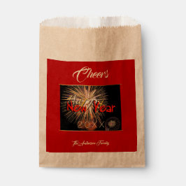 Happy New Year 2021 Fireworks in Red Favor Bag Bedankzakje