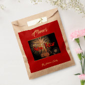 Happy New Year 2021 Fireworks in Red Favor Bag Bedankzakje (Gezegeld)