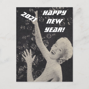 Happy New Year 2021  Partij Pin-up Girl Lady Briefkaart