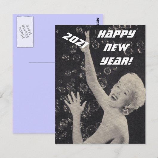 Happy New Year 2021  Partij Pin-up Girl Lady Briefkaart (Voorkant / Achterkant)