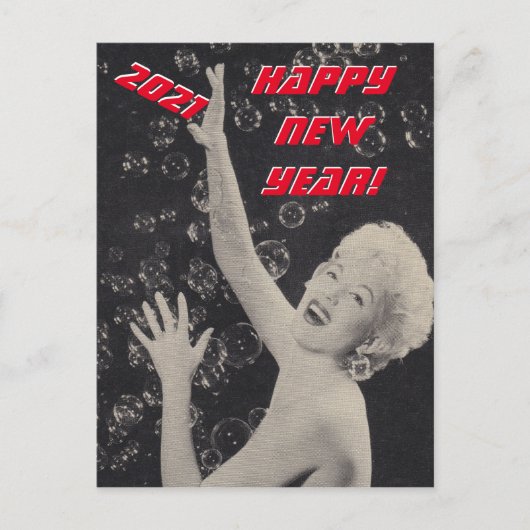 Happy New Year 2021  Partij Pin-up Girl Lady Briefkaart (Voorkant)