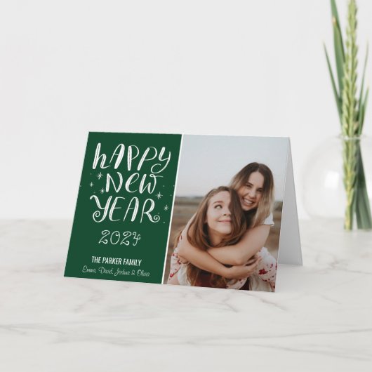 Happy New Year 2021 | Stylish Typography Photo Feestdagen Kaart (Voorkant)