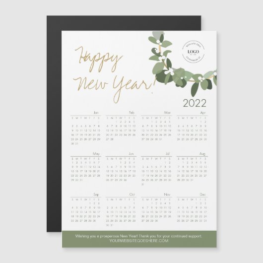 Happy New Year 2022 Calendar Custom Logo website (Voorkant / Achterkant)