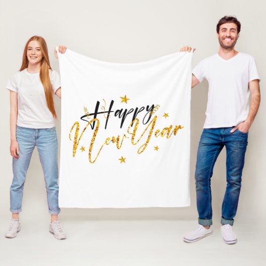 Happy New Year 2022 Design met Glittered Letter Fleece Deken (In situ)