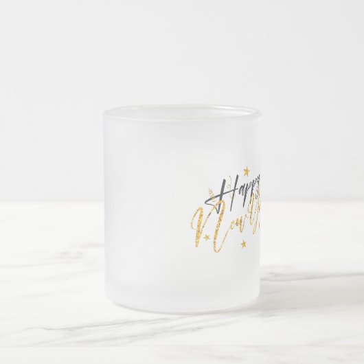 Happy New Year 2022 Design met Glittered Letter Matglas Koffiemok (Center)