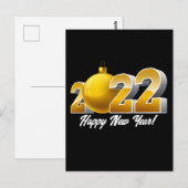 Happy New Year 2022 Design met Gold Glass Ball Briefkaart (Voorkant / Achterkant)