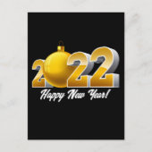 Happy New Year 2022 Design met Gold Glass Ball Briefkaart (Voorkant)
