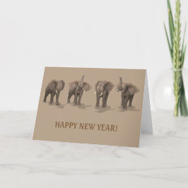 Happy New Year 2022 Elephants Feestdagen Kaart