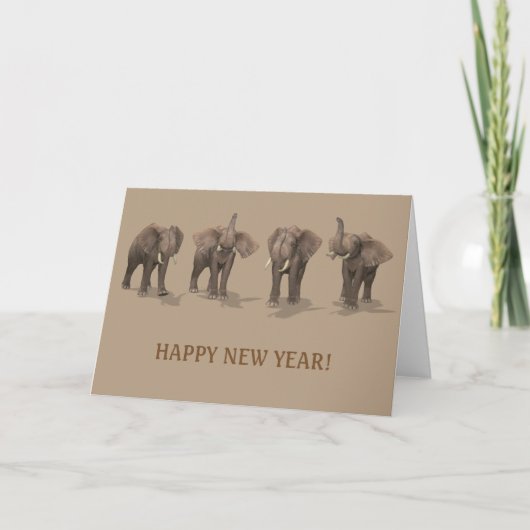 Happy New Year 2022 Elephants Feestdagen Kaart (Voorkant)