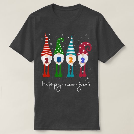 Happy New Year 2022 Gnome Xmas serie Matching Mann T-shirt (Design voorkant)