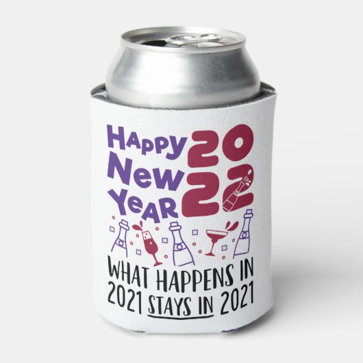 Happy New Year 2022 Goodbye 2021 Funny Blikjeskoeler (Blikje Voorkant)