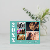 Happy New Year 2023 5 Photo Collage Real Folie Feestdagen Briefkaart (Staand Voorkant)