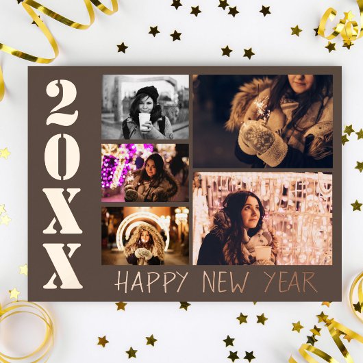 Happy New Year 2023 5 Photo Collage Real Folie Feestdagen Briefkaart